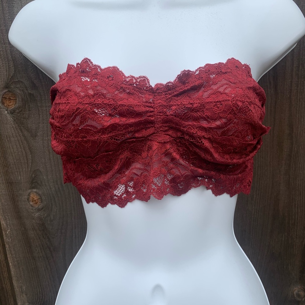 Strapless Lace Bralette Burgundy